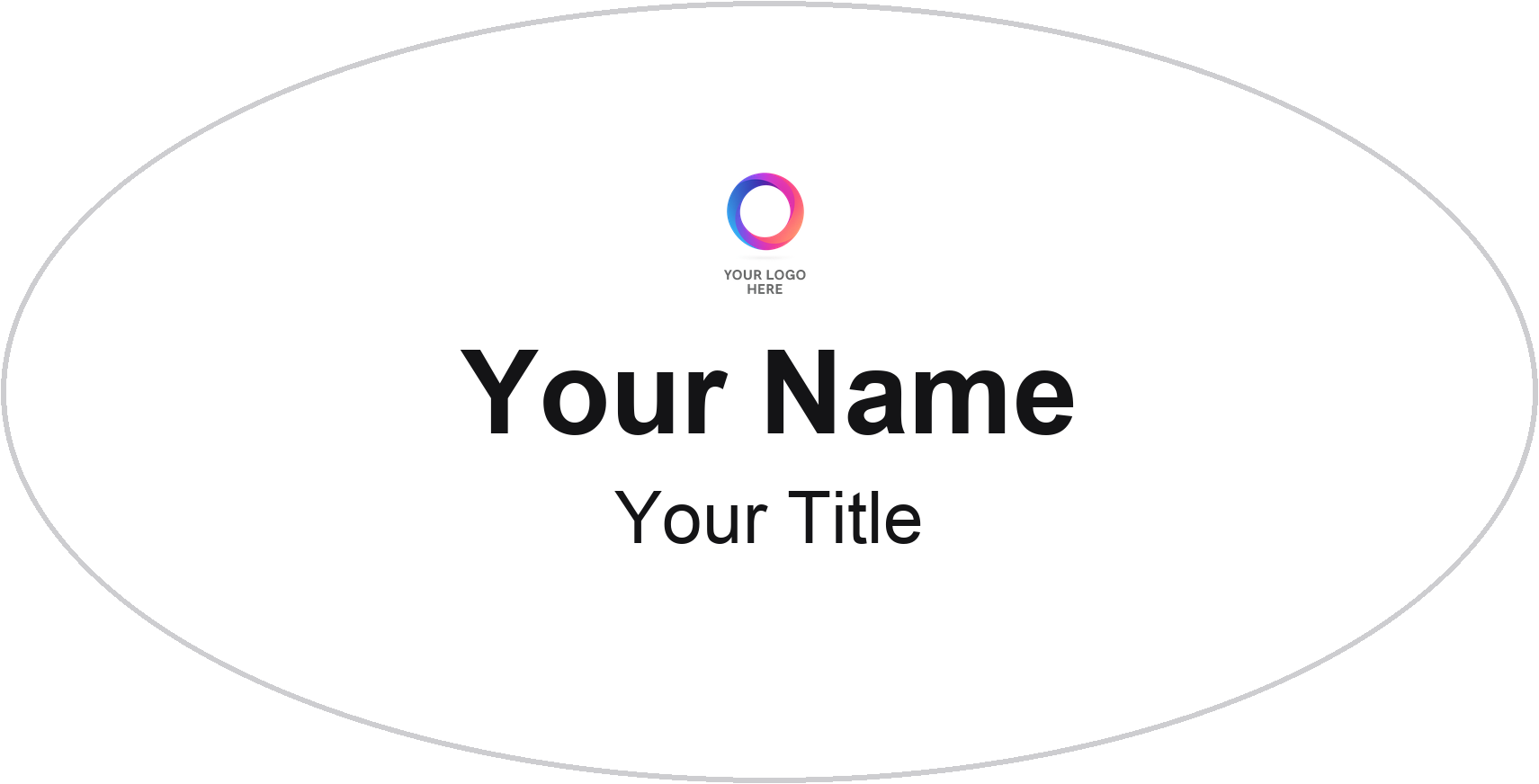 White Oval, No Border name badge template