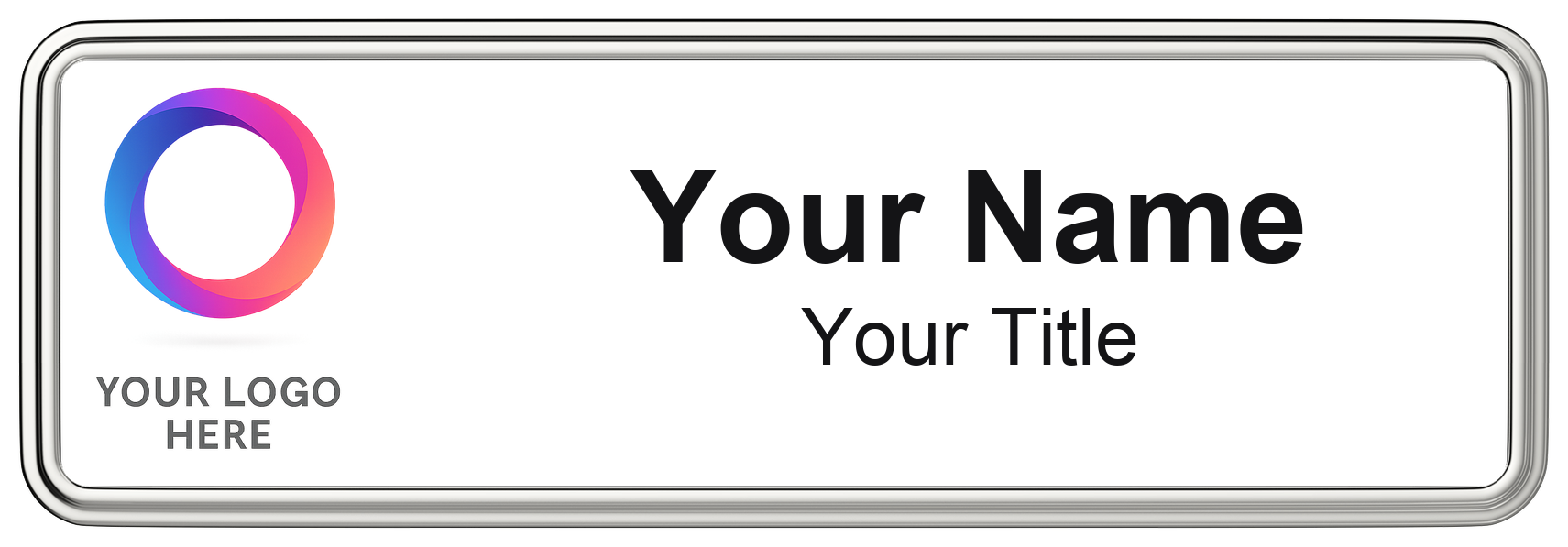 White, Silver Frame name badge template