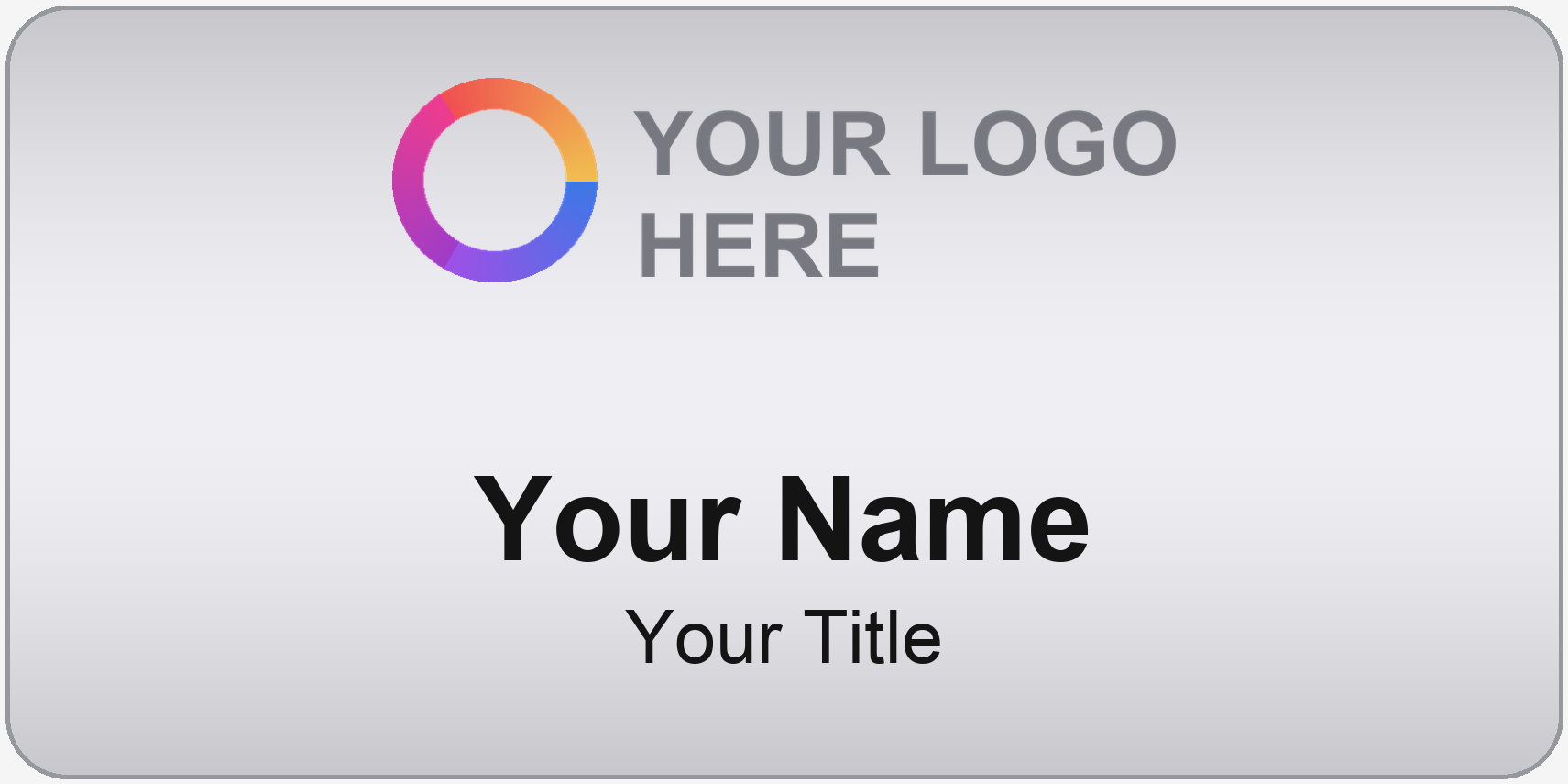 Brushed Silver, Wide Logo Top name badge template