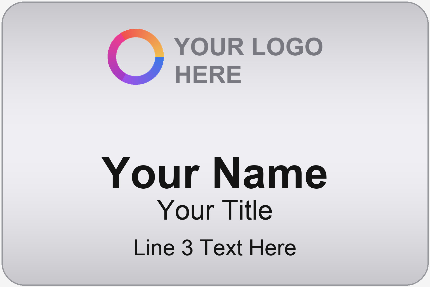 Brushed Silver Large, Wide Logo Top name badge template