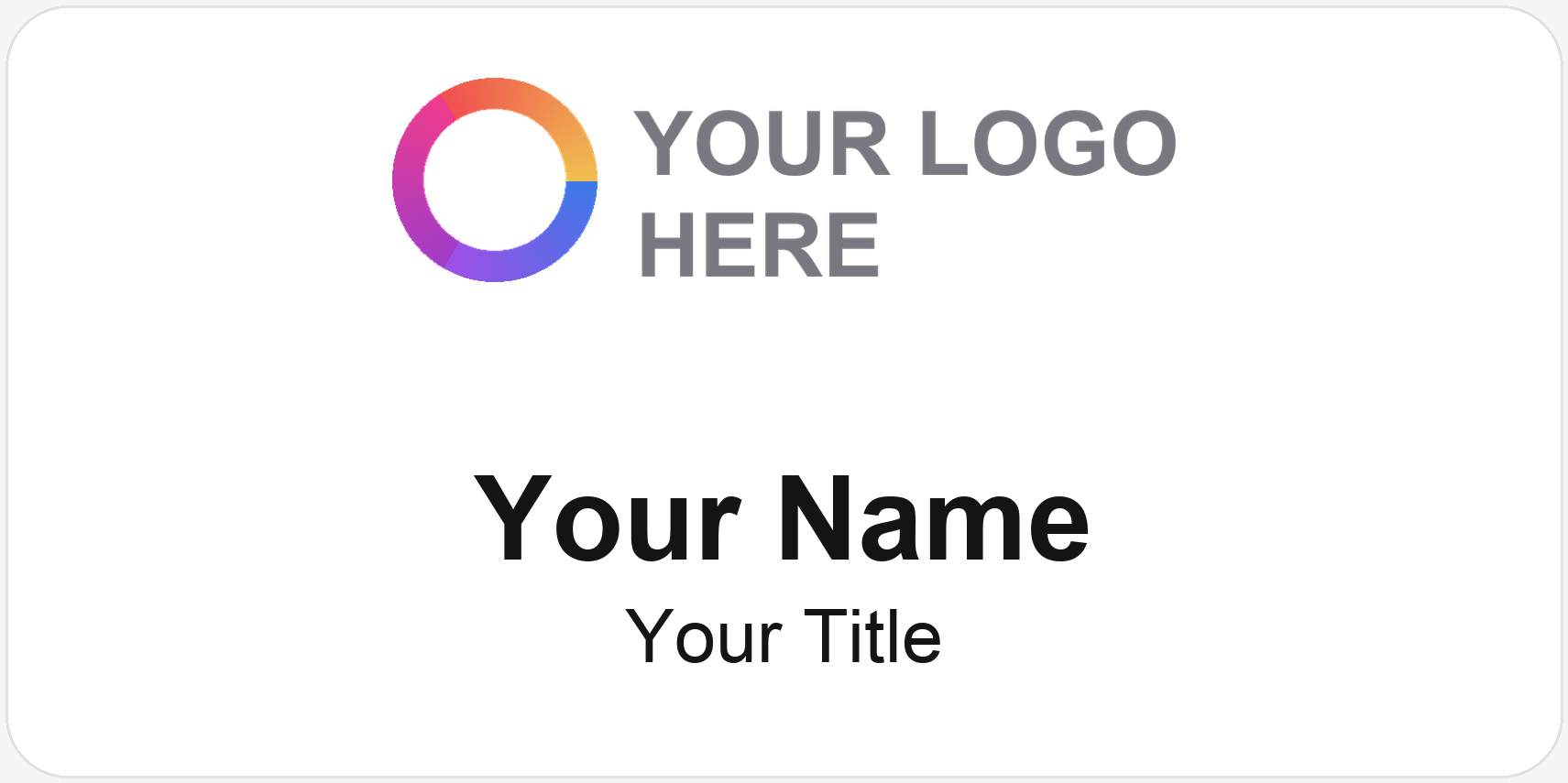 White, Wide Logo Top name badge template