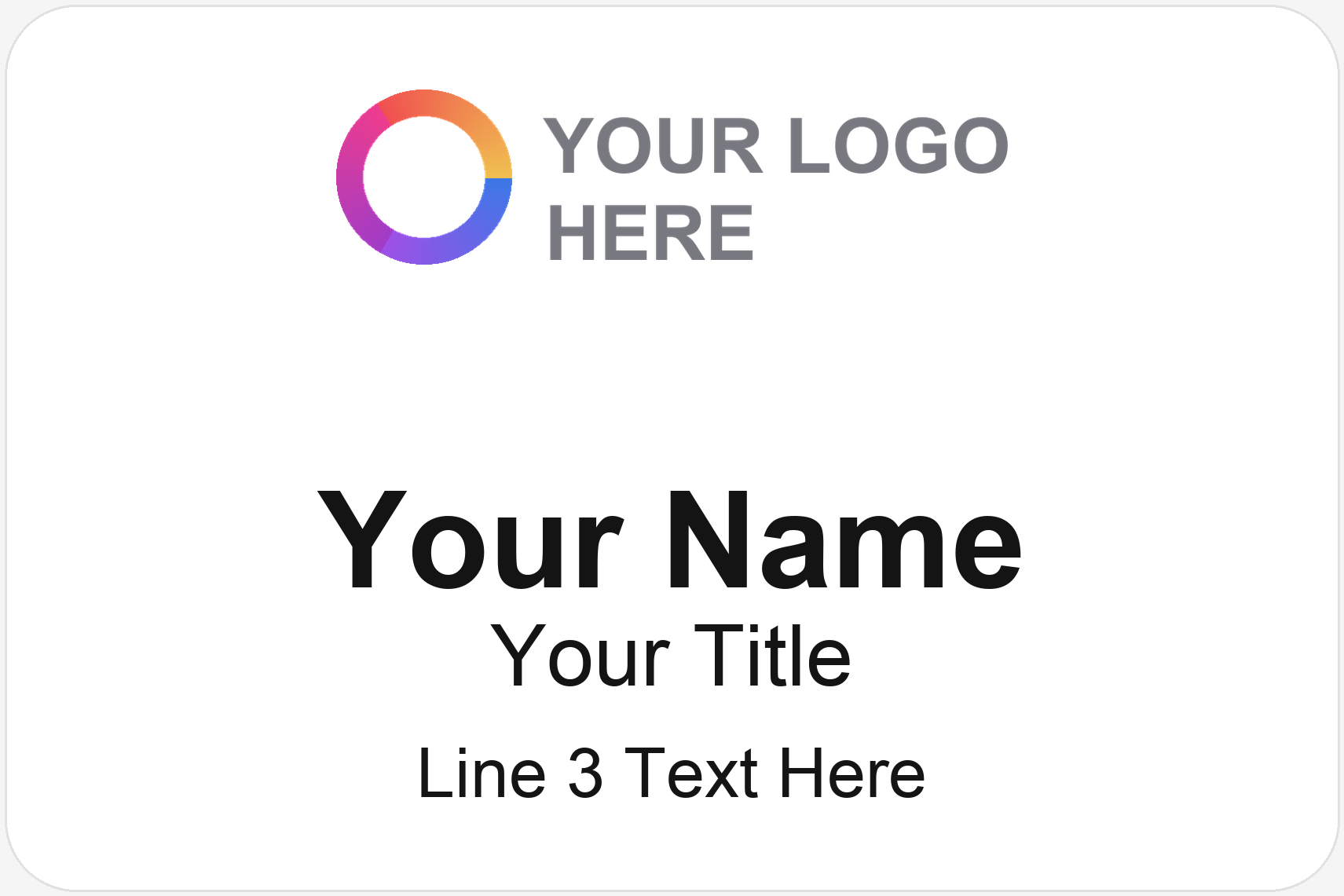 White Large, Wide Logo Top name badge template