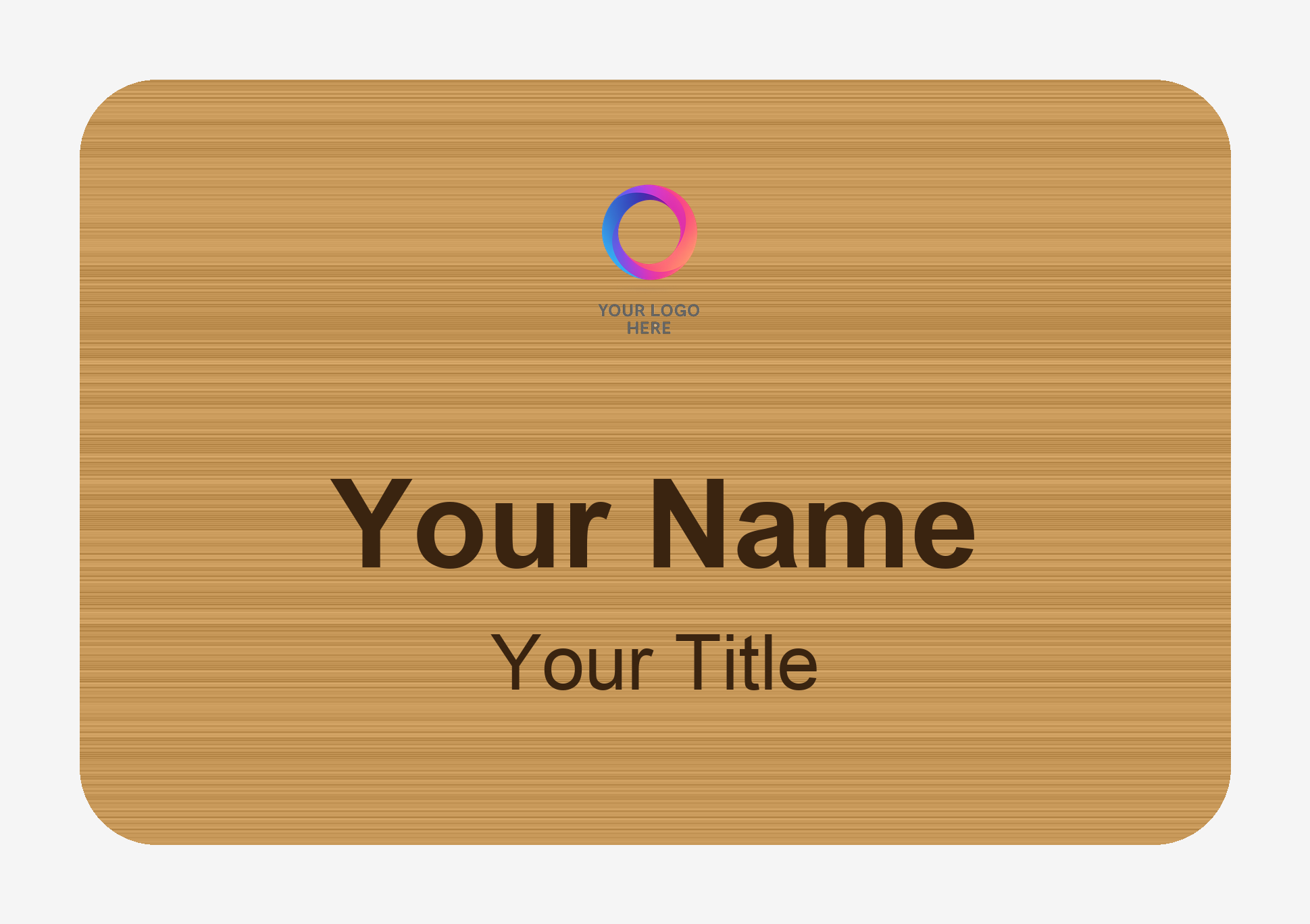 Real Wood Large, Engraved name badge template